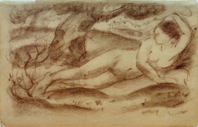 Reclining Female Nude in Landscape by Franz Marc